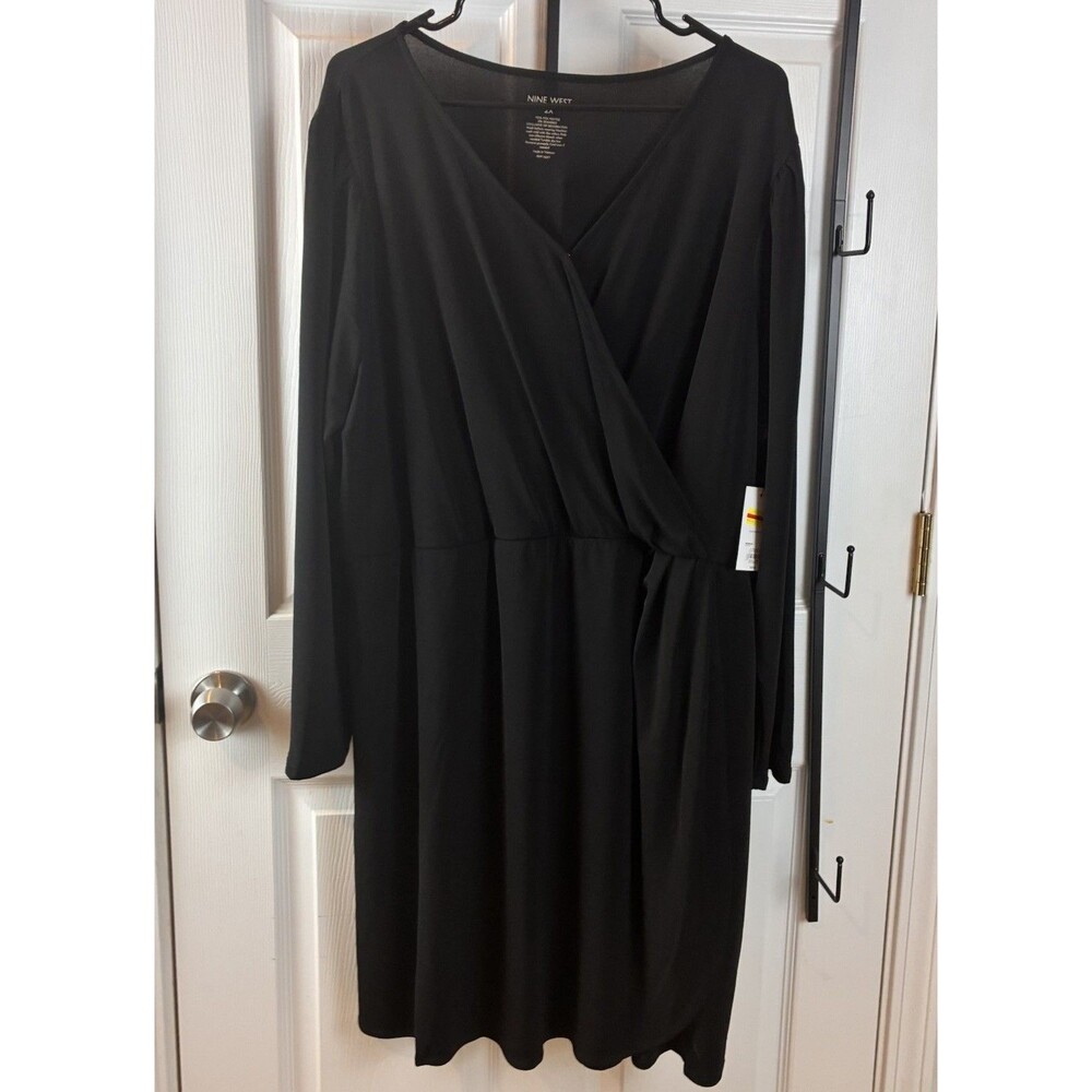 NWT Nine West Black Faux Wrap Dress Size 2X